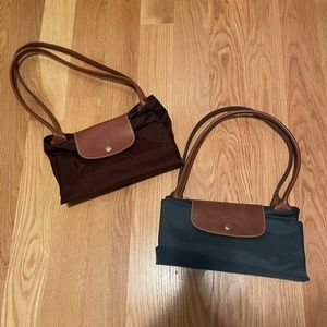 Large Le Pliage Tote (2) EUC brown and blue